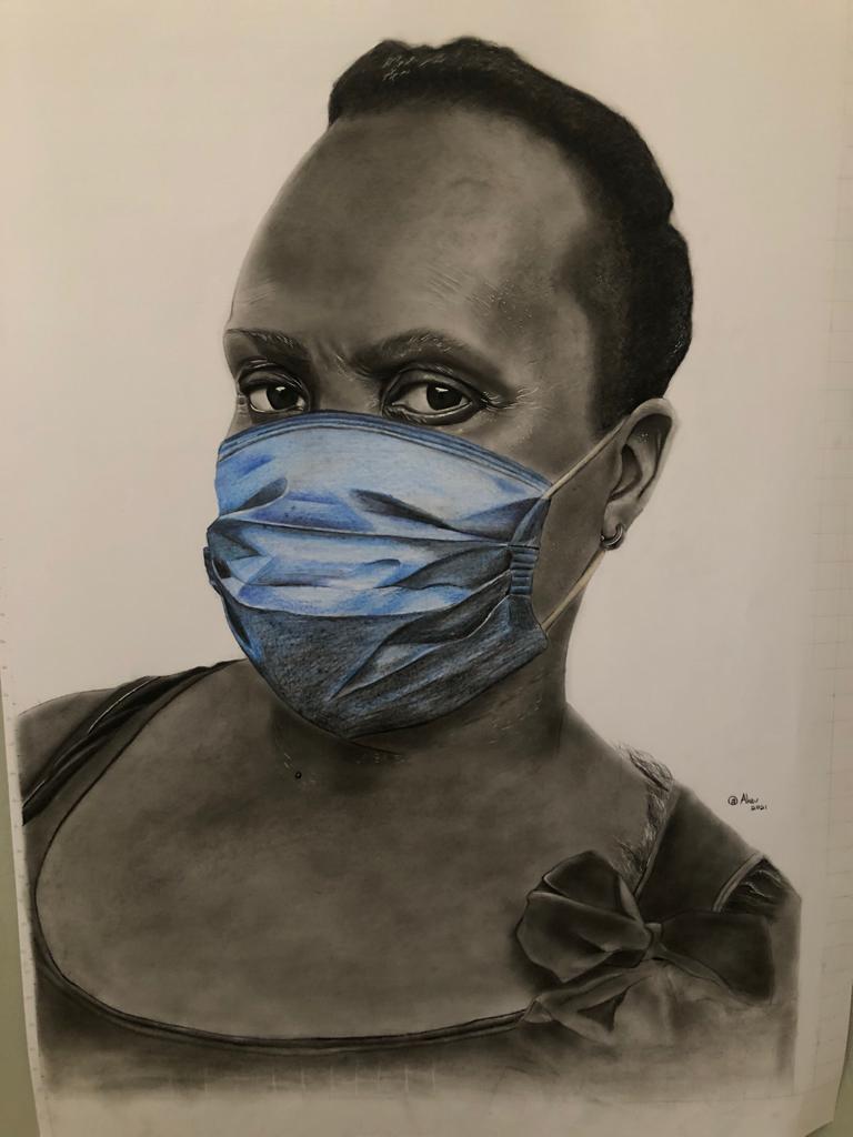 For Mom, 2021  -   Charcoal pencil on white ivory paper 